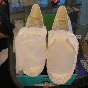 Kate Spade X Keds White Bow Slip-Ons
